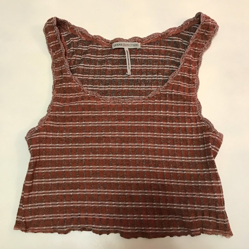 Urban Outfitters Orange, Striped,Cropped Lace Tank